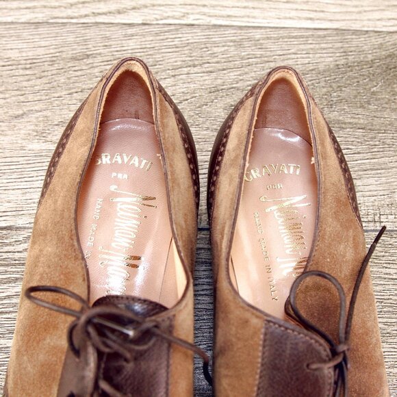 * NEW * $650 GRAVATI Neiman Marcus Women's 10 M Brown Calf/Suede 4269 *new Trees - Picture 5 of 14